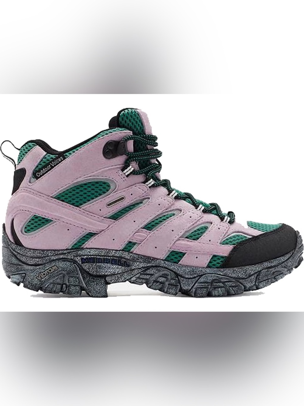 Merrell x Outdoor Voices Moab 2 Mid Waterproof Hiking Boots Sz 8.5 Taro Green